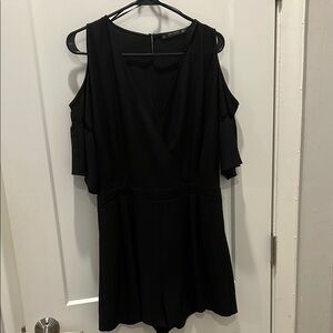 Zara- Elegant Black Cold Shoulder Dress/Skort